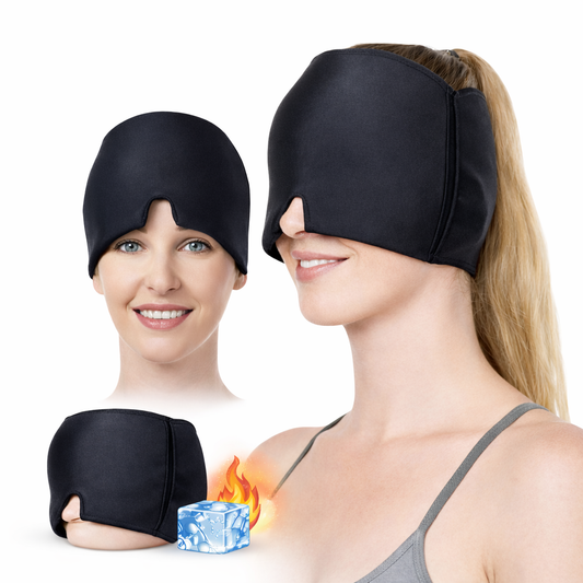 Gorro para migraña de gel con compresion fria y caliente.